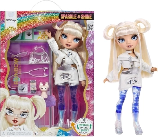 Rainbow High Sparkle & Shine white – zbirateljska modna punčka z bleščečim učinkom