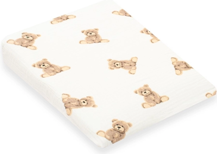 Mousselin prevleka za otroški vzglavnik – klin NEW BABY Standard 30×37 cm, motiv medvedek