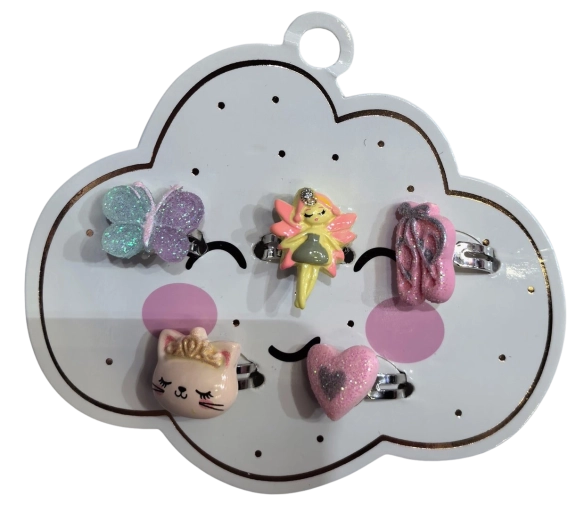 PINK ring set fairy and animals, 5 pcs