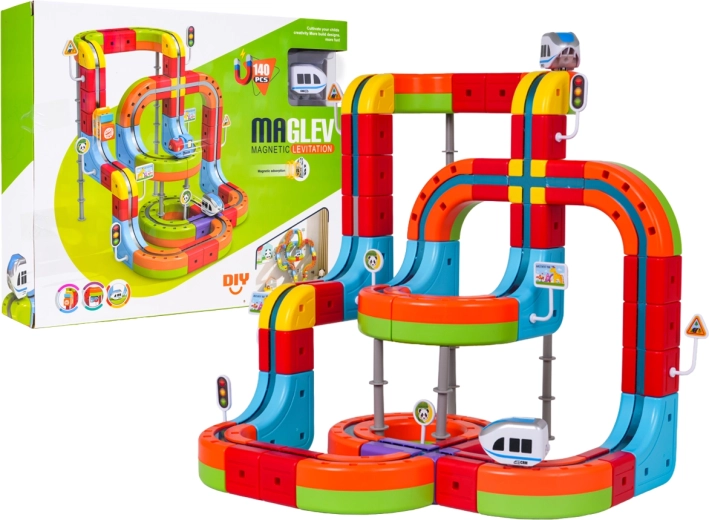 Magnetic colorful track with train – 140 pieces