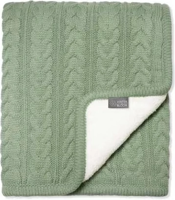 Vinter & Bloom dvostranska odeja s kosmatkom cuddly basil green