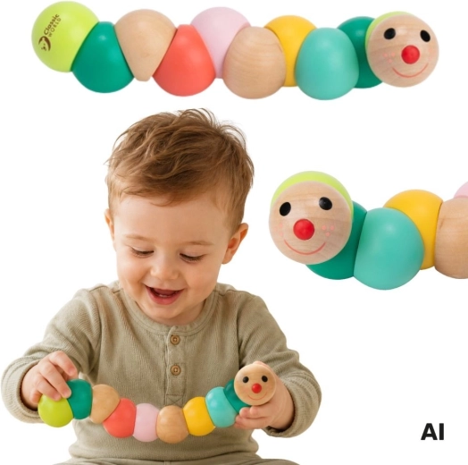 Classic World wooden flexible caterpillar – manipulative sensory toy