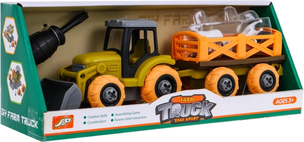 Sestavljivi traktor z žlico in prikolico + izvijač + ovčke igrača za otroke 3+