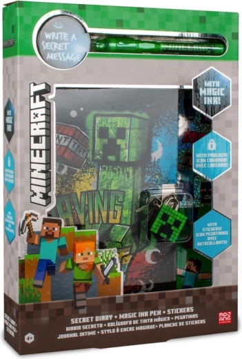 Minecraft skrivni dnevnik s čarobnim UV peresom in nalepkami
