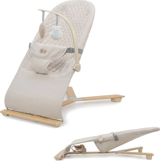 Kinderkraft bouncer and rocker MIMI beige wood up to 9 kg