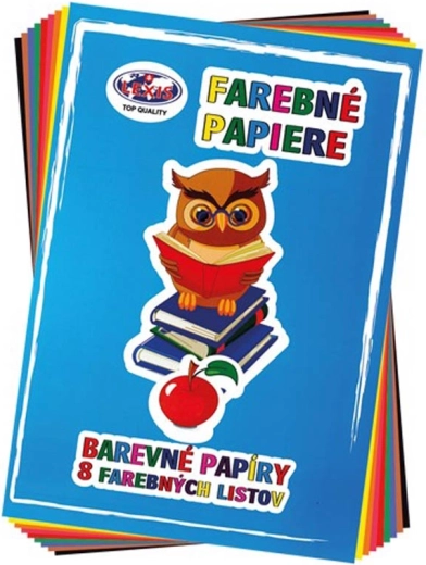 Mapa z barvnim papirjem A4 80 g (8 listov, 8 barv) - 1 kos