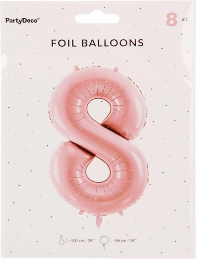 Folijski balon številka 8 roza 86 cm