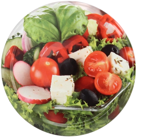 Pokrovčki za kozarce za vlaganje 82 mm s 6 zarezami – mešanica motivov zelenjave