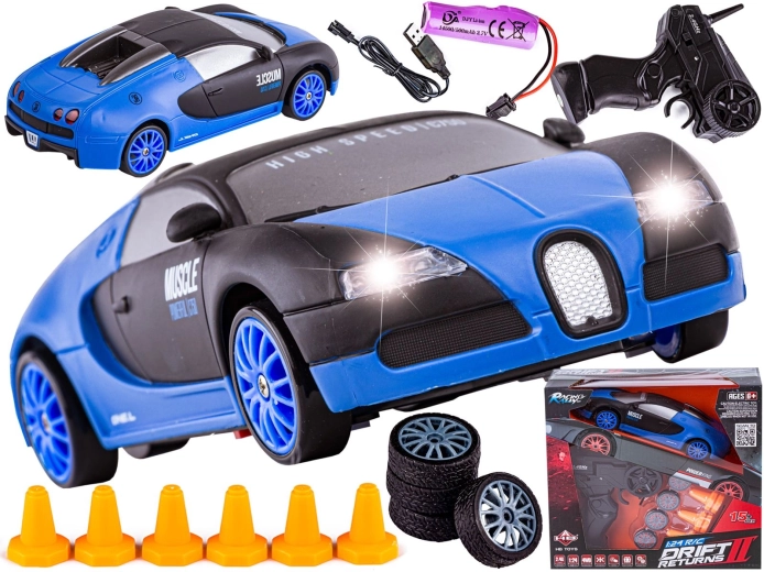 RC drift avto Bugatti 1:24 2,4 GHz 4WD črno-moder