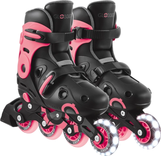 Kids inline skates Go Skates Lights with a light-up front wheel, black-pink (EU 34–37)