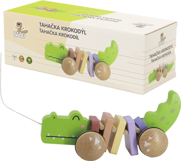 Babu leseni krokodil na vrvici za vlečenje