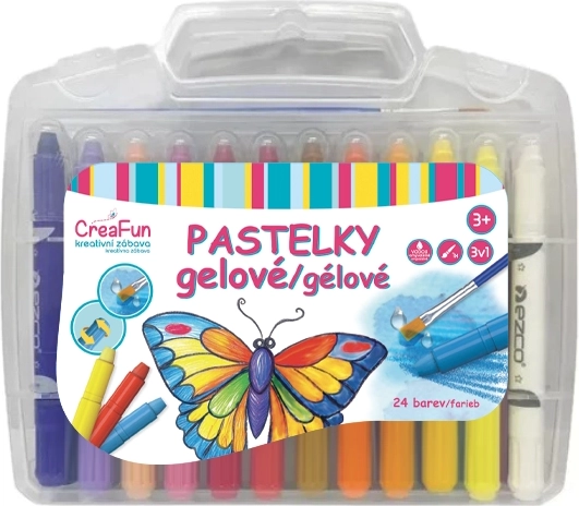 CreaFun gel voščenke 3v1, pralne, set 24 kos s čopičem