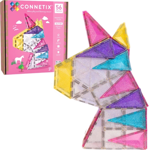 Magnetne gradbene kocke CONNETIX Glitter Unicorn Pack 56 kosov