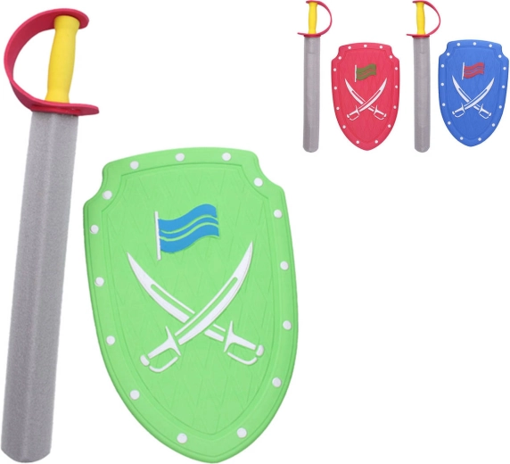 Pena meč in ščit rdeče barve 57 cm