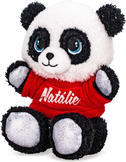 Plišasta panda v majici s potiskom 17 cm (sedeča)
