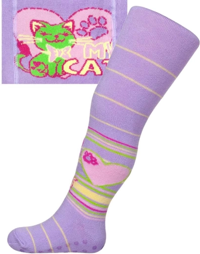 Bombažne hlačne nogavice z ABS New Baby vijolične My Cat 104