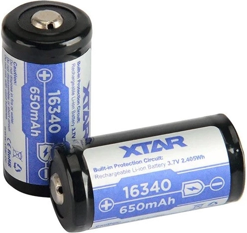 XTAR akumulator 16340 (R-CR123) Li-ion 3,7 V 650 mAh z zaščito – 1 kos