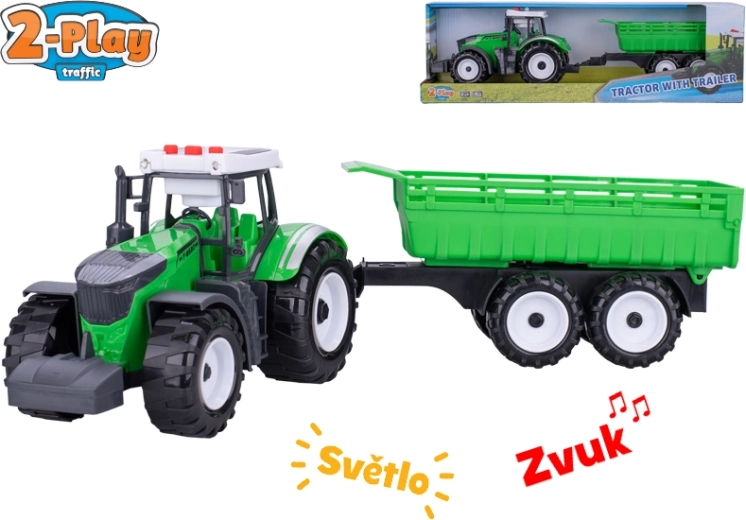 2-Play traktor s prikolico z lučmi in zvoki, vztrajnik, 45 cm