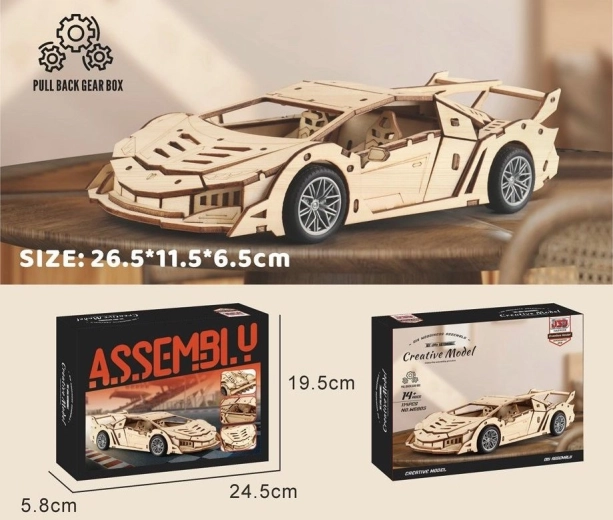 Wooden racing car construction set 26.5 cm