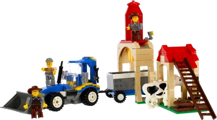 Tractor with front loader and trailer