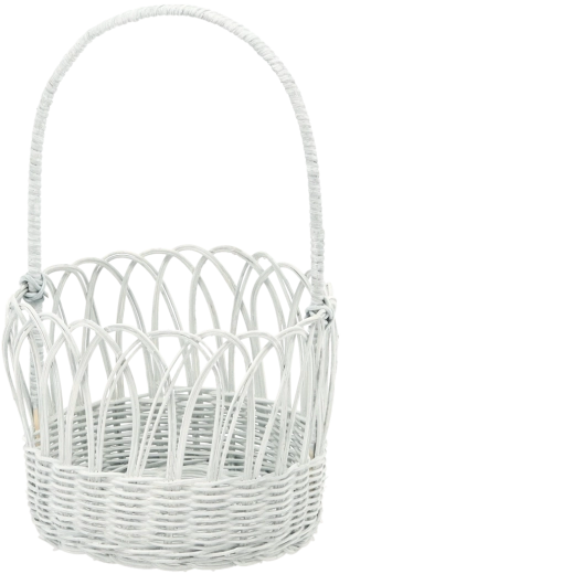 Ratanova košara z ročajem modrosiva z beljenim učinkom 20 × 16/35 cm