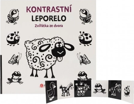 kontrastni kartonka živali z dvorišča 15,5 × 15 cm za novorojenčke