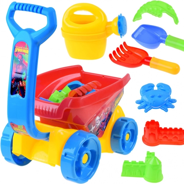 Otroški komplet za peskovnik z vozičkom in dodatki Spiderman