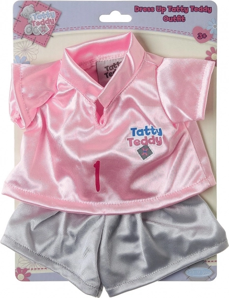 Plišasti medvedek TATTY TEDDY v majici in kratkih hlačah