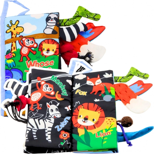 Mehka izobraževalna šumeča knjižica Živali Rep za dojenčke modra