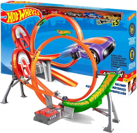 Hot Wheels Power Shift Raceway – dirkalna steza z zanko in 5 avtomobili
