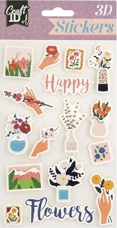 3D nalepke Happy flowers