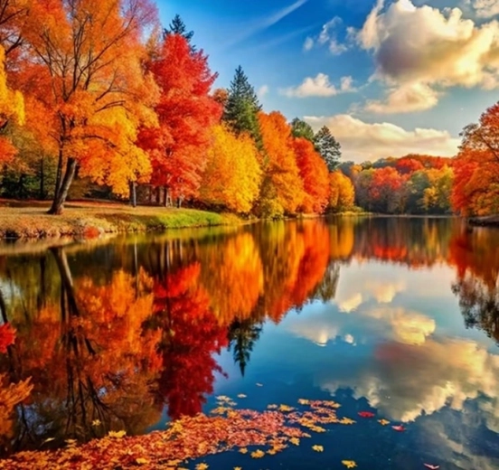 Norimpex diamond painting Autumn by the Lake 30 × 40 cm