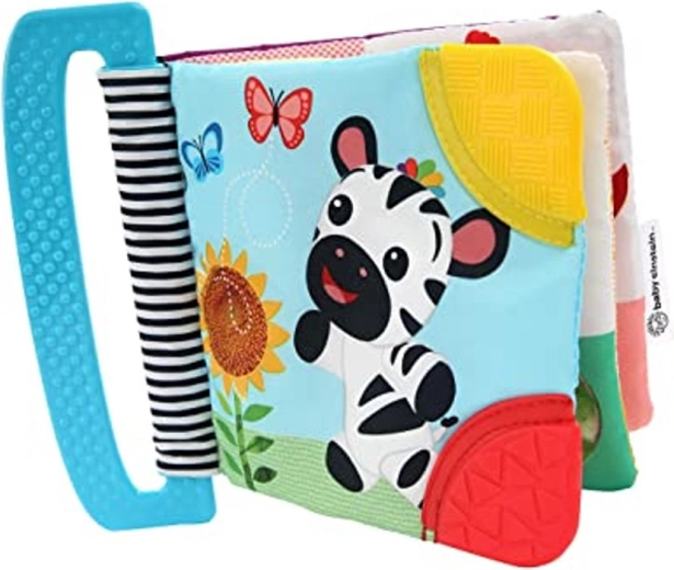 Baby Einstein tekstilna ropotajoča knjižica in grizalo Curious Explorers 0m+