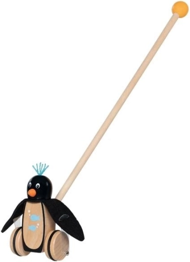 Leseni potiskalni pingvin s filcanimi krilci