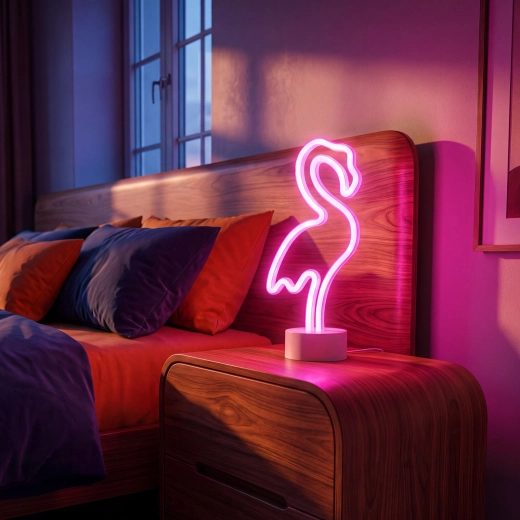 Neonska LED-svetilka v obliki rožnatega flaminga