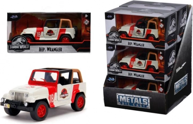 Kovinski model Jeep Wrangler Jurassic Park 1:32 z odpirajočimi se vrati