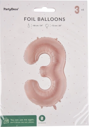 Folijski balon številka 3 bež 72 cm