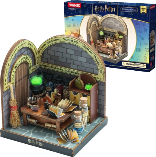 Puremind Harry Potter sestavljivi leseni 3D model – učilnica napojev (DIY diorama)
