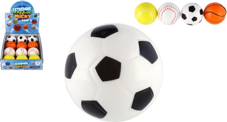 Izjemno odbojna penasta žogica s športnim motivom 6 cm