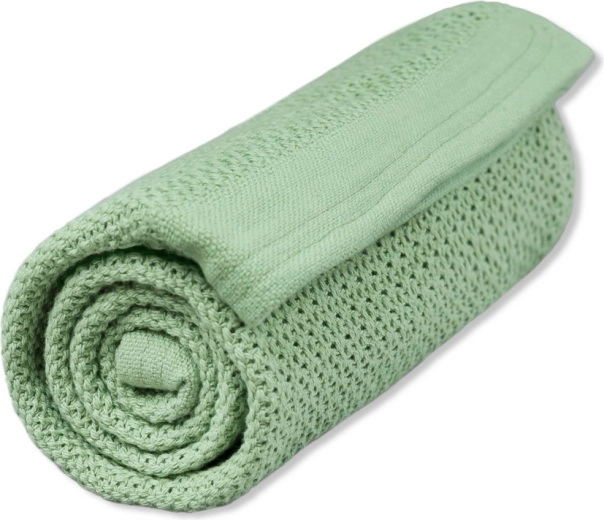 Vinter & Bloom odeja iz organskega bombaža Soft grid dew green