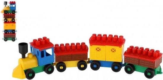 Gradbena igrača vlak z 3 vagoni LORI v vrečki