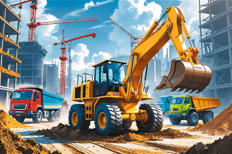 Sestavljanka Traktor z bagralnikom 60 kosov