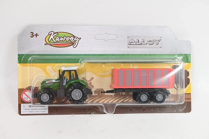 Metal tractor with trailer in blister pack