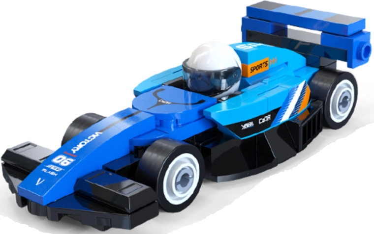 Detailed blue racing car for display