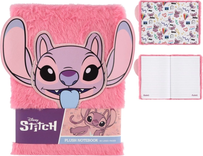 Zvezek z obročki s plišastimi platnicami Lilo in Stitch Angel