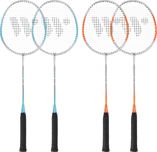 Komplet badminton loparjev Wish Steeltec za rekreativno igro (4 loparji, 3 peresne žogice, torba)