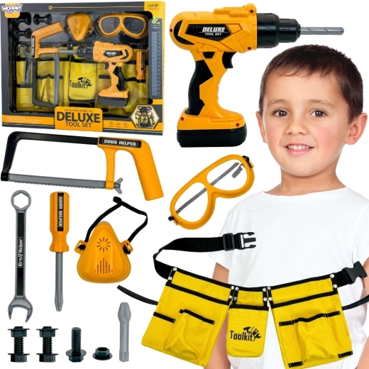 Otroški komplet orodja WOOPIE Little Handyman s pasom, očali in vrtalnikom, 16 delov