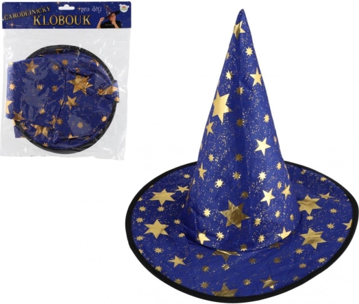 otroški čarovniški klobuk modro‑zlat, premer 38 cm