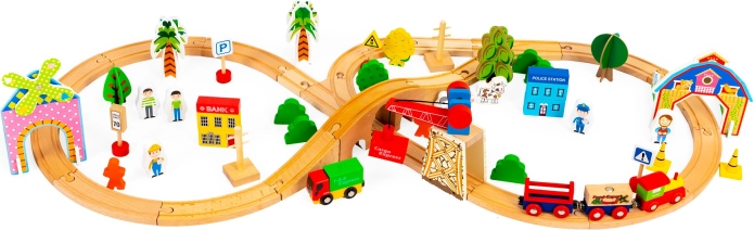 Lesena železnica 74 delov Ecotoys