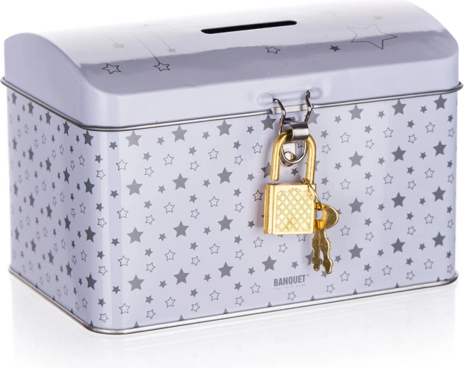 Pločevinasti hranilnik skrinja 4Kids bel 12,8 × 8,4 × 8,4 cm